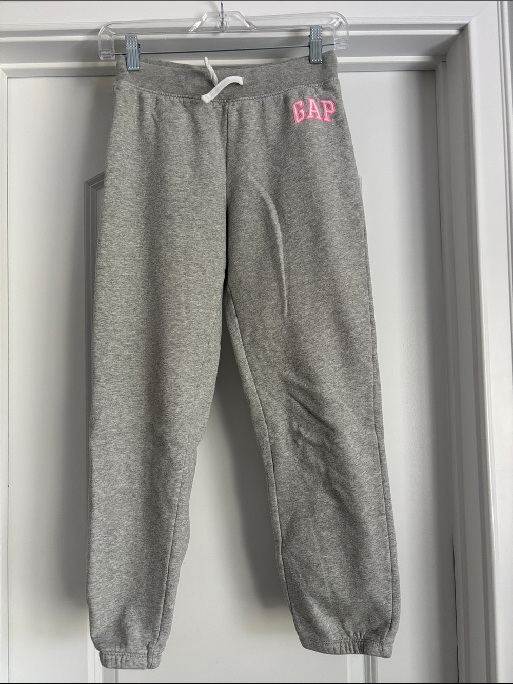 GAP Gray Sweat Joggers with Pink Logo